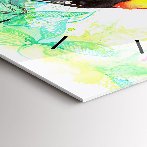 Horloge murale carrée 'Toucan dans l''herbe'