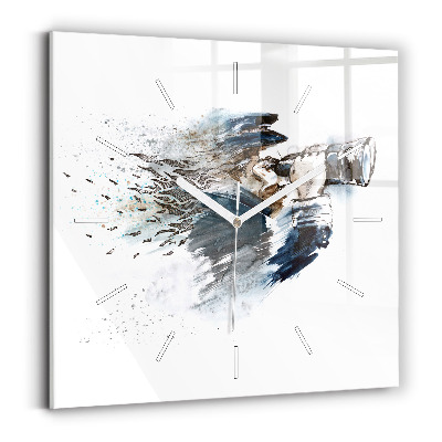 Horloge murale carrée Capitaine avec des jumelles