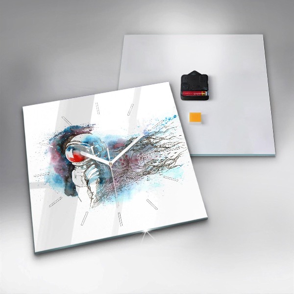 Horloge murale carrée Abstraction des astronautes