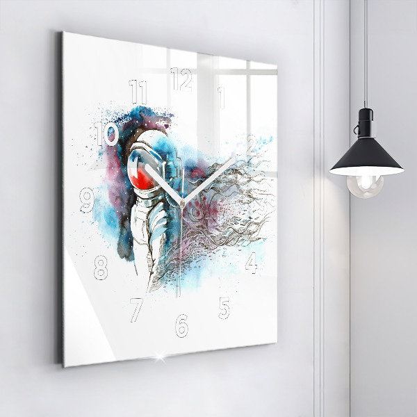 Horloge murale carrée Abstraction des astronautes