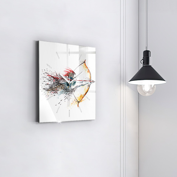 Horloge murale carrée Un guerrier en chasse