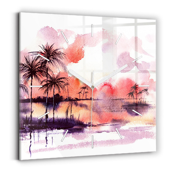Horloge murale carrée Paysage tropical