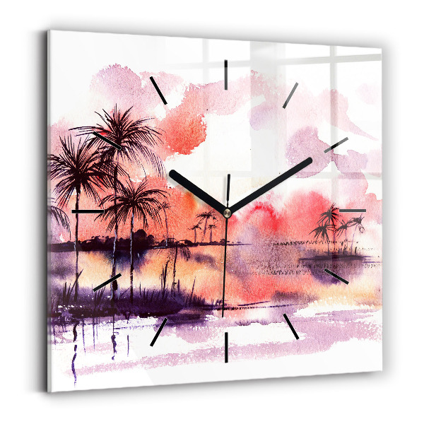 Horloge murale carrée Paysage tropical