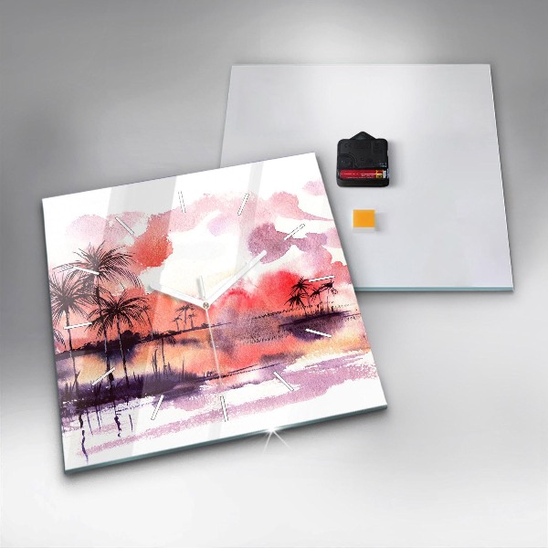 Horloge murale carrée Paysage tropical