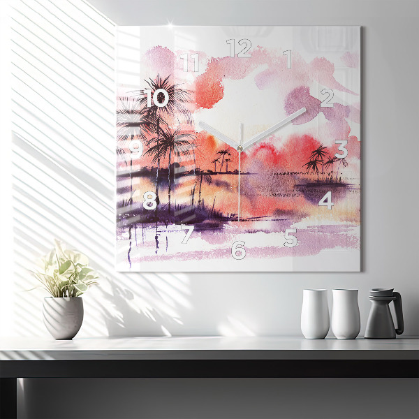 Horloge murale carrée Paysage tropical