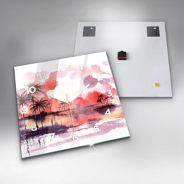 Horloge murale carrée Paysage tropical