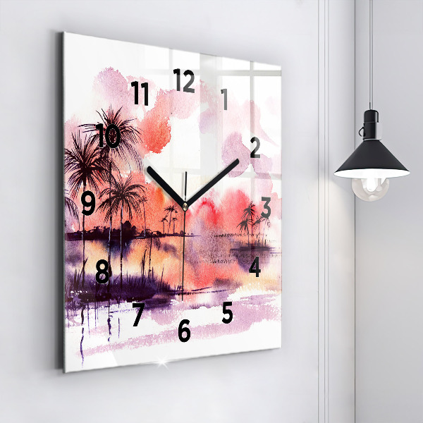 Horloge murale carrée Paysage tropical