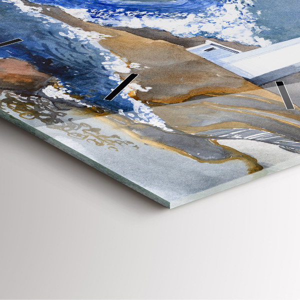 Horloge murale carrée La mer et le phare