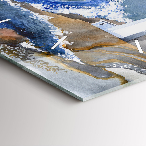 Horloge murale carrée La mer et le phare