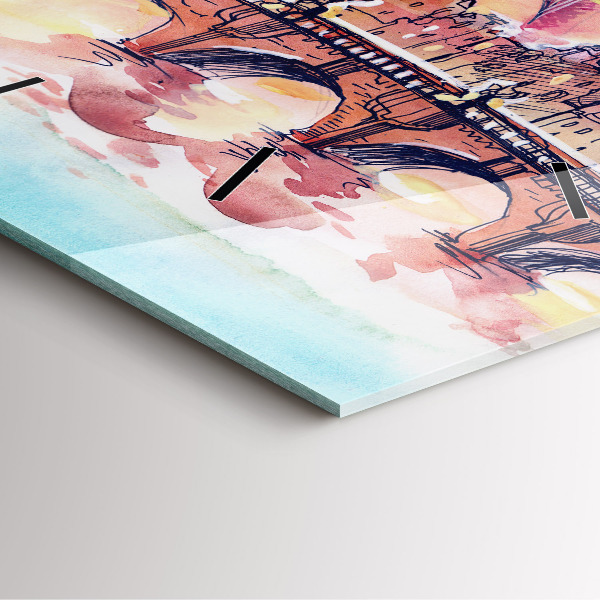 Horloge murale carrée Paysage peint de Paris