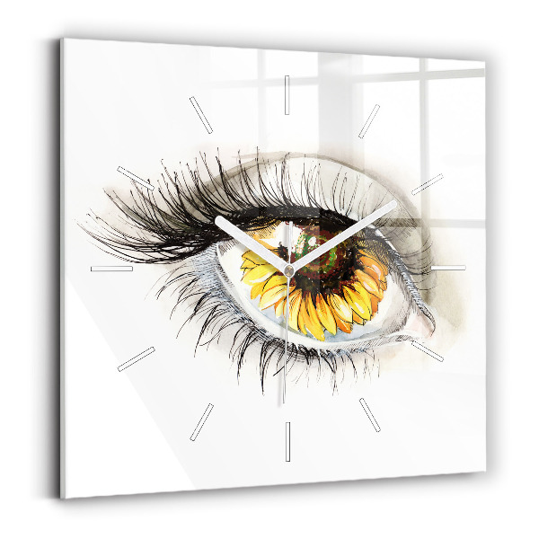 Horloge murale carrée 'Fleur de tournesol dans l''œil'