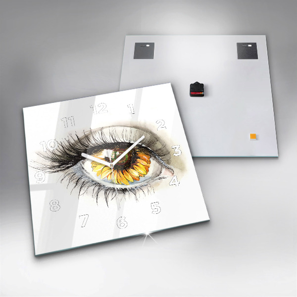 Horloge murale carrée 'Fleur de tournesol dans l''œil'