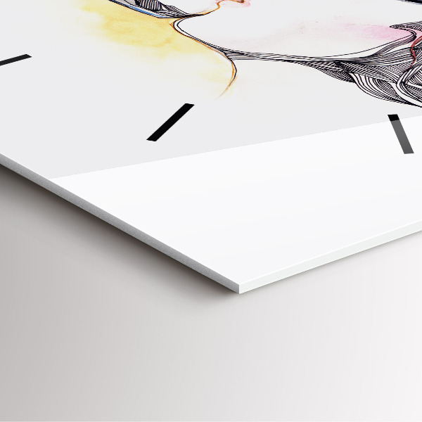 Horloge murale carrée 'Dessin de baiser d''amour'