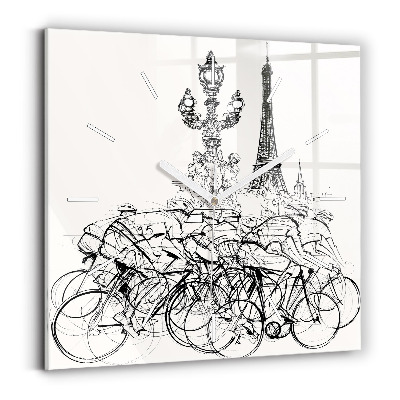 Horloge murale carrée Dessin de course cycliste
