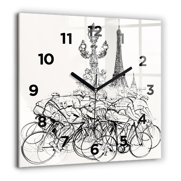 Horloge murale carrée Dessin de course cycliste