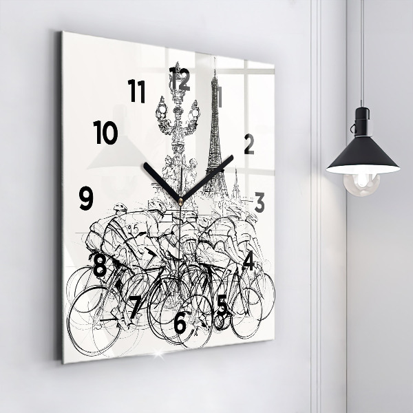 Horloge murale carrée Dessin de course cycliste