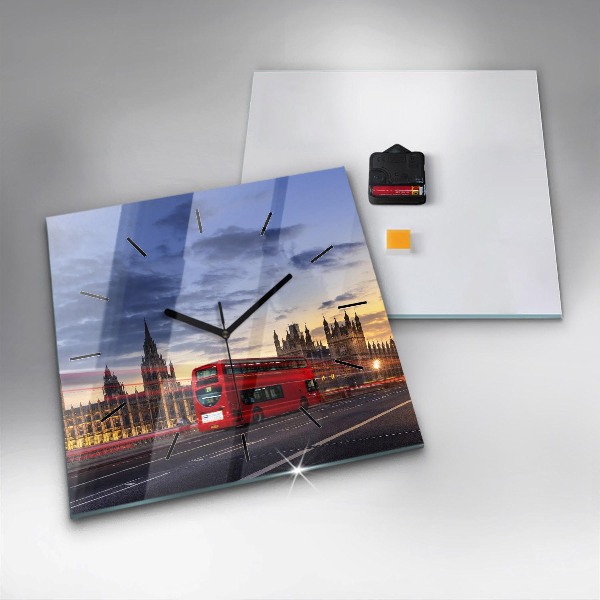 Horloge murale carrée Bus rouge de Londres