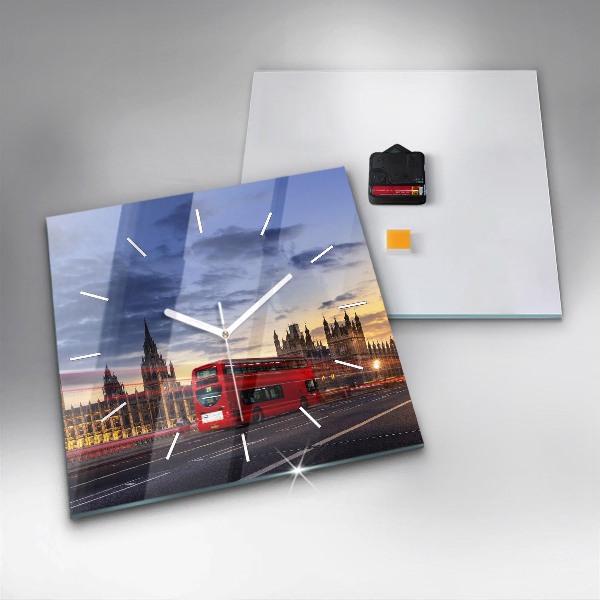 Horloge murale carrée Bus rouge de Londres