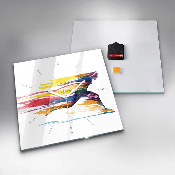 Horloge murale carrée Illustration du coureur