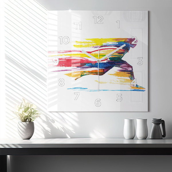 Horloge murale carrée Illustration du coureur