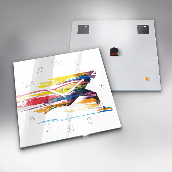 Horloge murale carrée Illustration du coureur