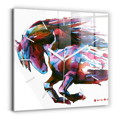 Horloge murale carrée Un cheval en fuite