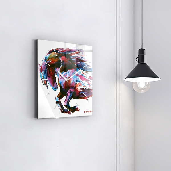 Horloge murale carrée Un cheval en fuite