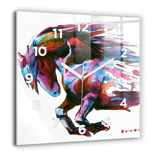 Horloge murale carrée Un cheval en fuite