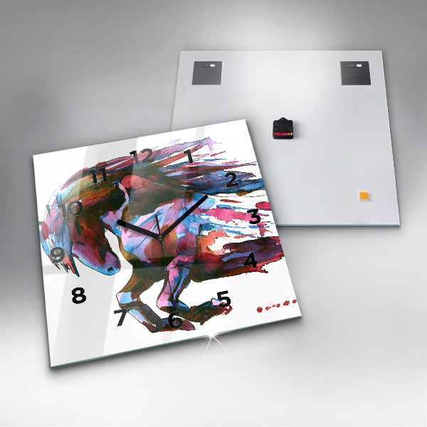 Horloge murale carrée Un cheval en fuite