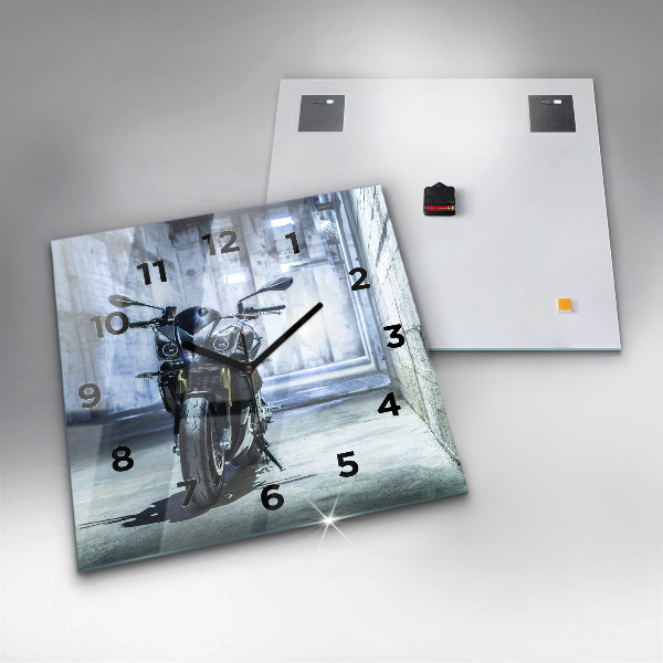 Horloge murale carrée Moto dans la ruelle