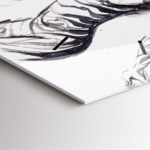 Horloge murale carrée Femme et zèbres