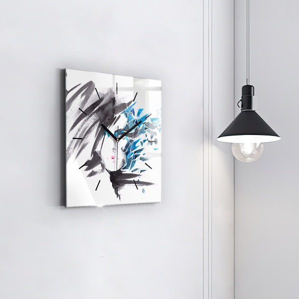 Horloge murale carrée Visage de femme abstrait