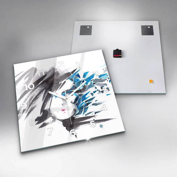 Horloge murale carrée Visage de femme abstrait