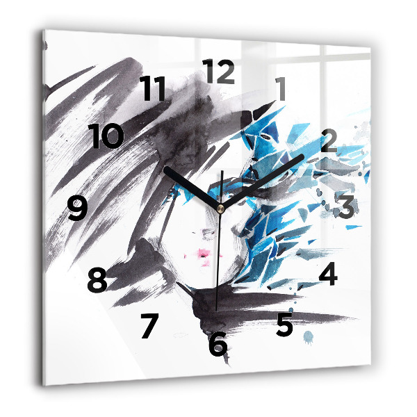Horloge murale carrée Visage de femme abstrait