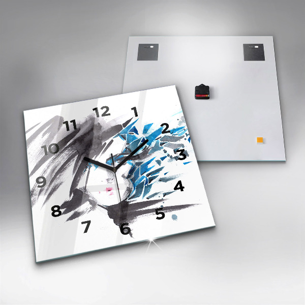 Horloge murale carrée Visage de femme abstrait