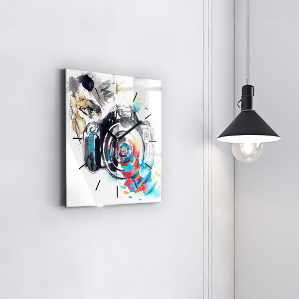 Horloge murale carrée Femme photographe