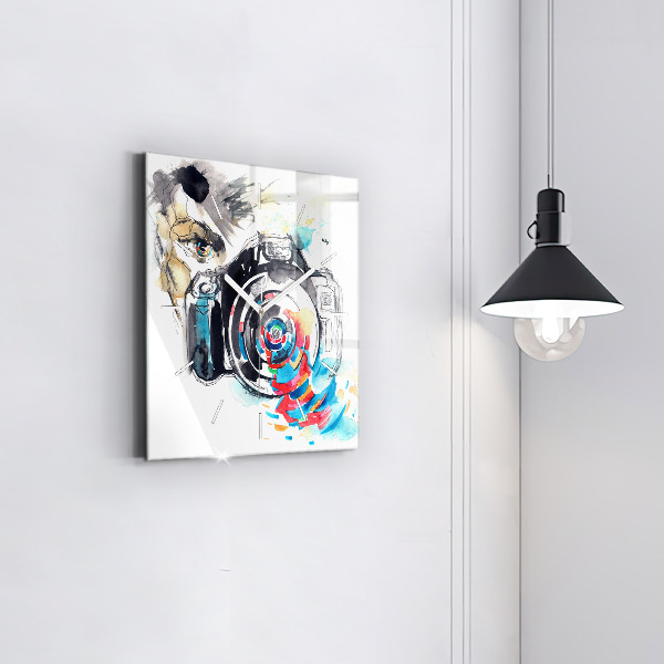 Horloge murale carrée Femme photographe