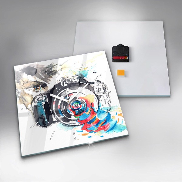 Horloge murale carrée Femme photographe