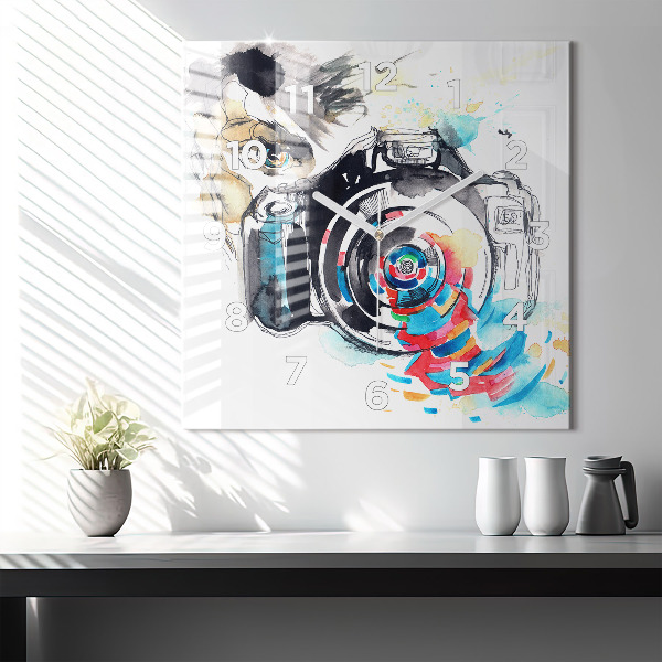 Horloge murale carrée Femme photographe