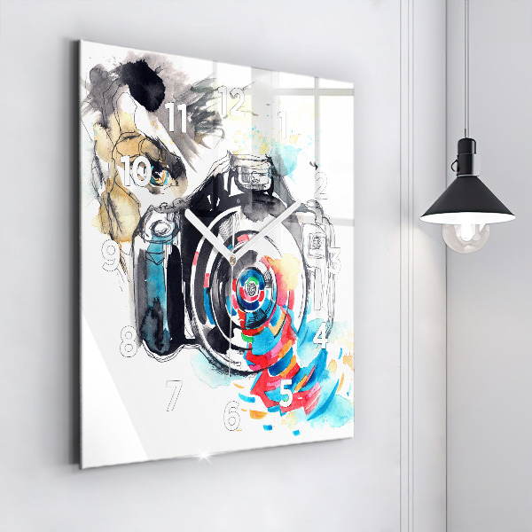 Horloge murale carrée Femme photographe