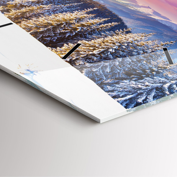 Horloge murale carrée 'Paysage de montagne d''hiver'