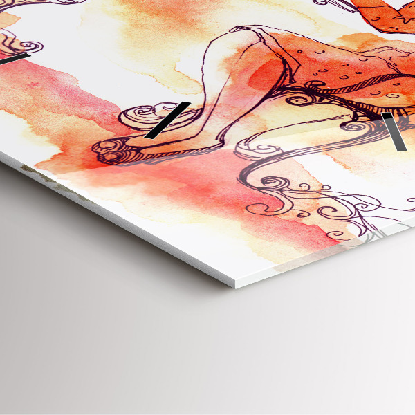 Horloge murale carrée Femme buvant du thé