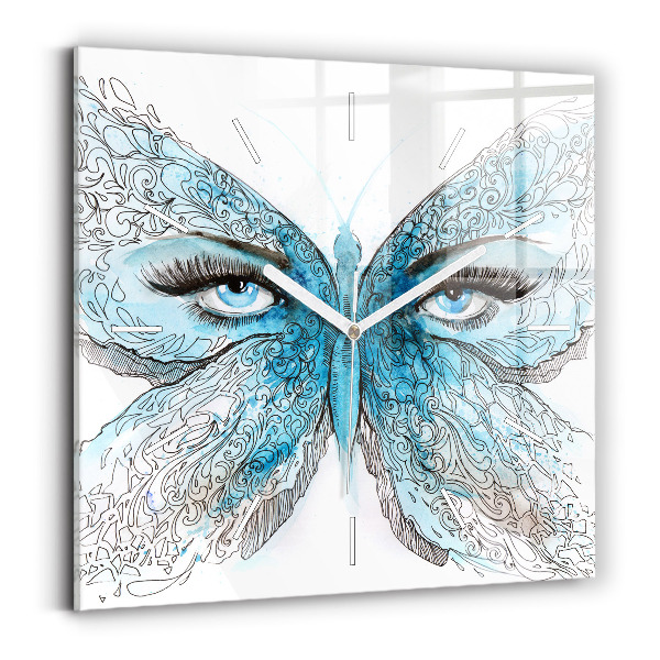 Horloge murale carrée Visage de papillon