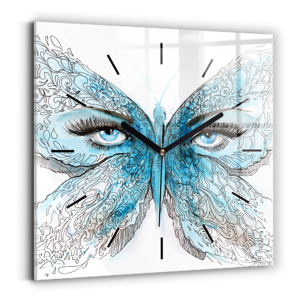 Horloge murale carrée Visage de papillon