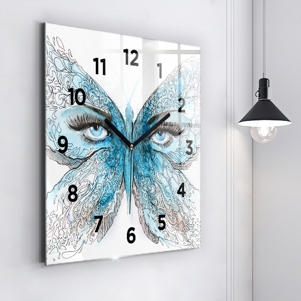 Horloge murale carrée Visage de papillon