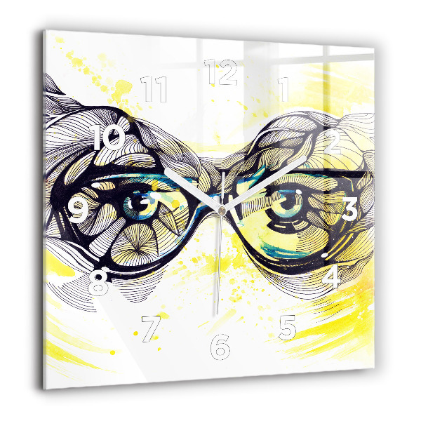 Horloge murale carrée Yeux avec des lunettes