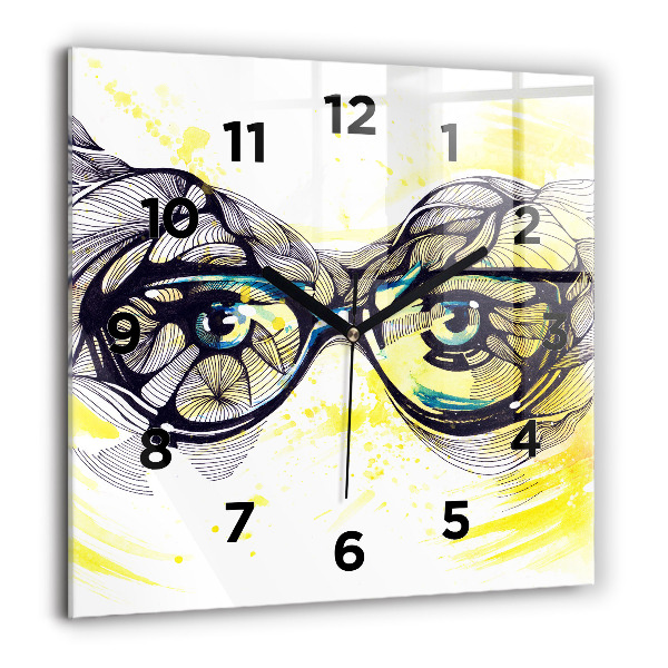 Horloge murale carrée Yeux avec des lunettes