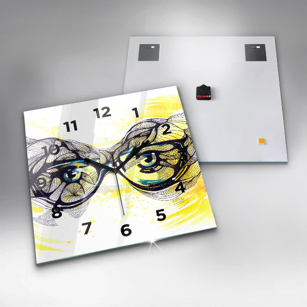 Horloge murale carrée Yeux avec des lunettes
