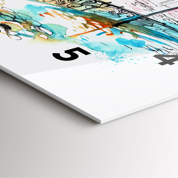 Horloge murale carrée Architecture peinte