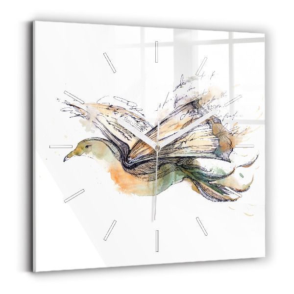 Horloge murale carrée 'L''oiseau et le livre'